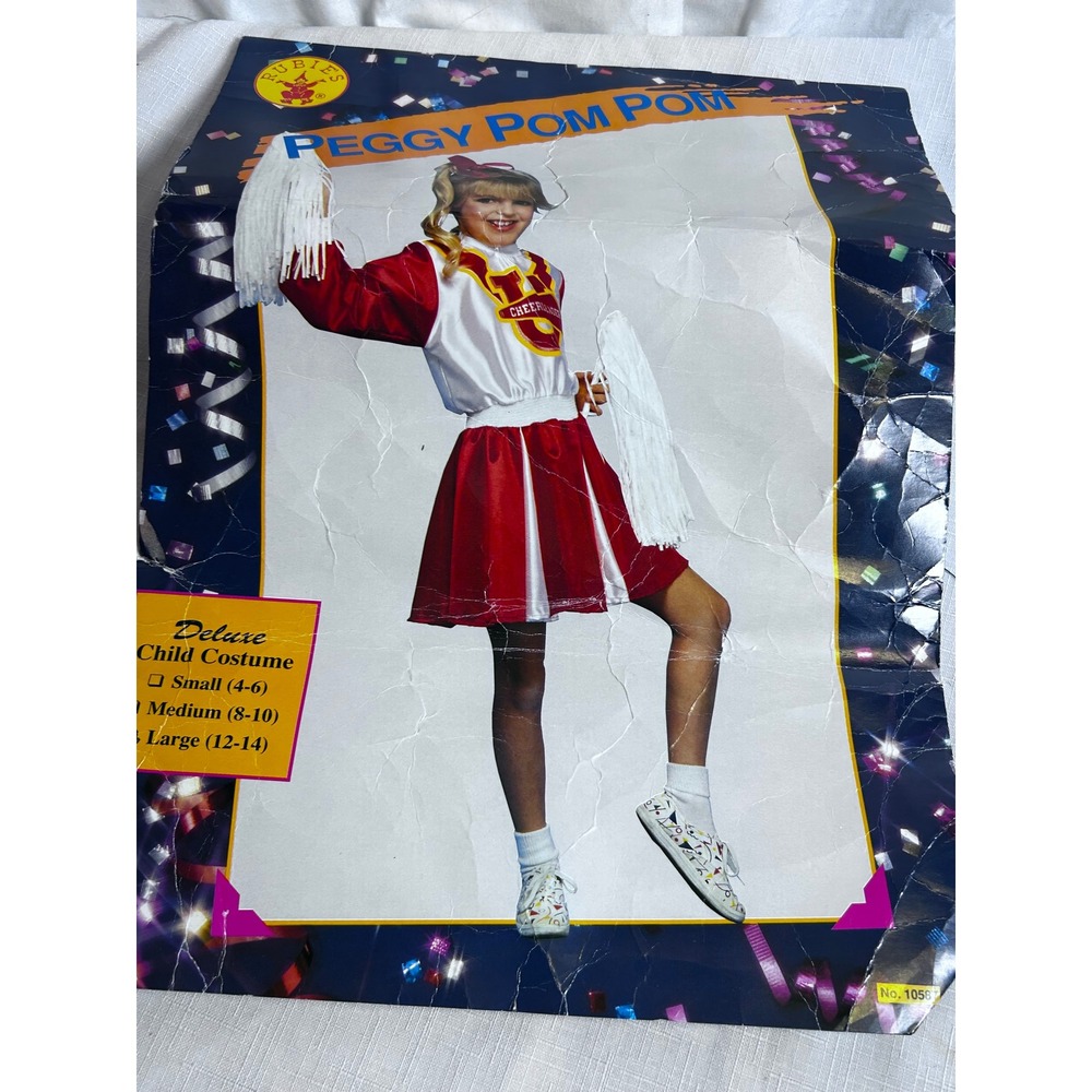 Rubies Cheerleader Costume Large 12-14 Red White Peggy Pom Pom Kids